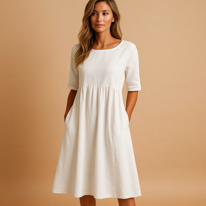 Classic Fit Women's Midi Dress with Floral Pattern - VibreMode