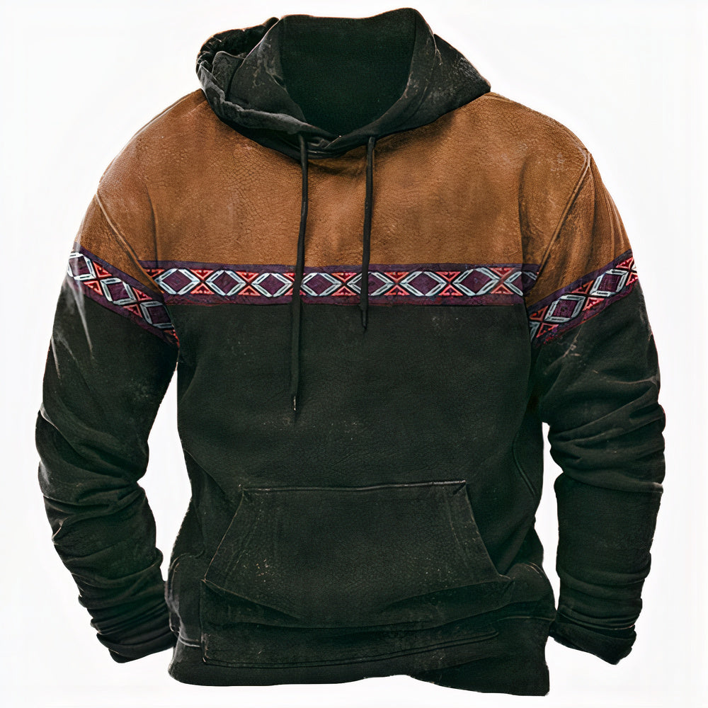 Men's Ethnic Pattern Hoodie Cotton Casual Wear