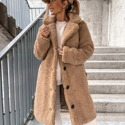 Women's Oversized Teddy Long Coat - VibreMode