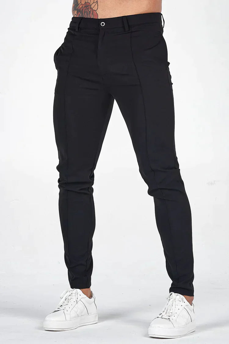 Men's Slim Fit Trousers Formal Black