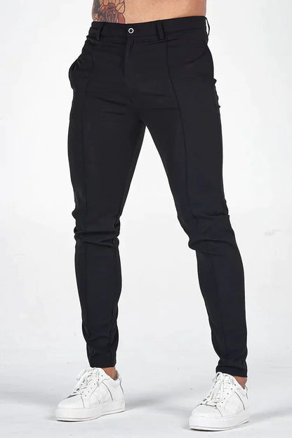 Men's Slim Fit Trousers Formal Black