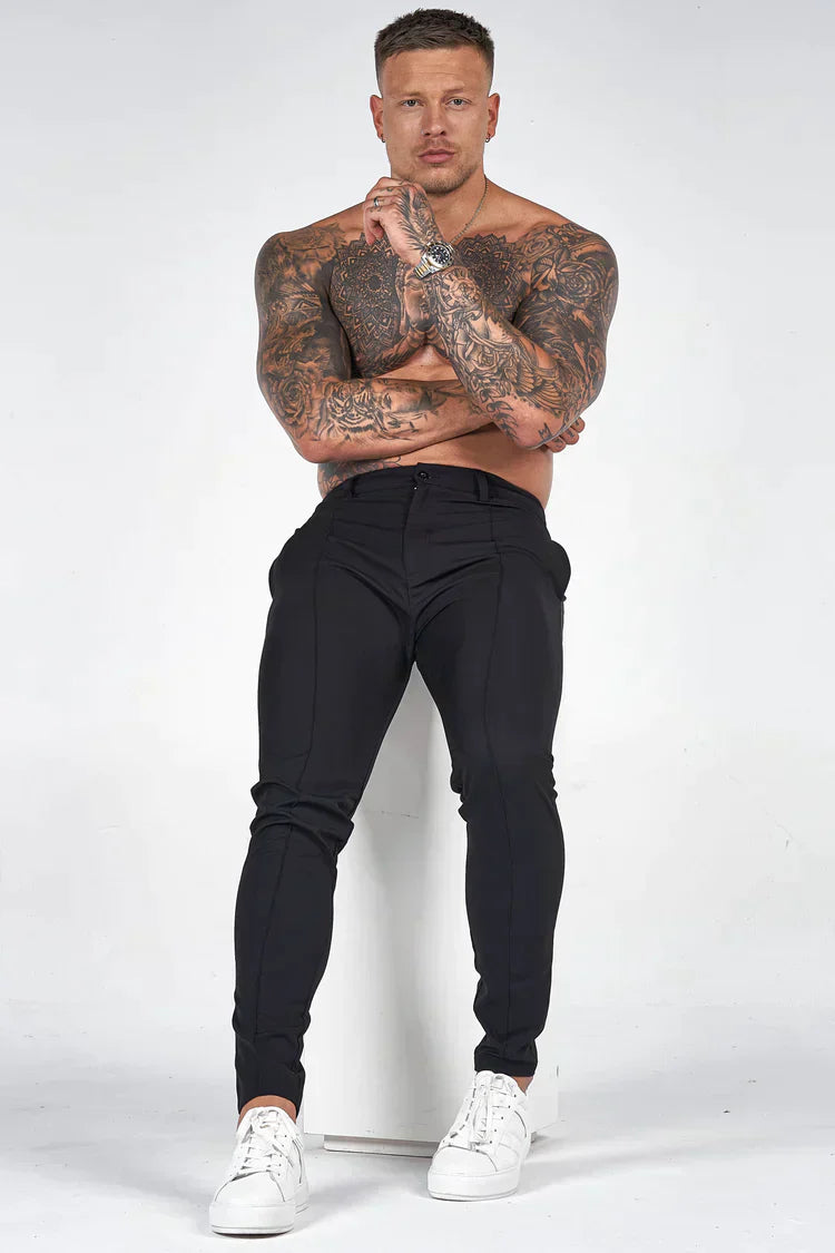 Men's Slim Fit Trousers Formal Black