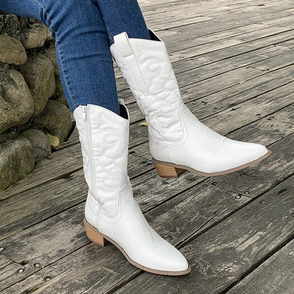 Women's Tall Boots Stitched Leather Upper