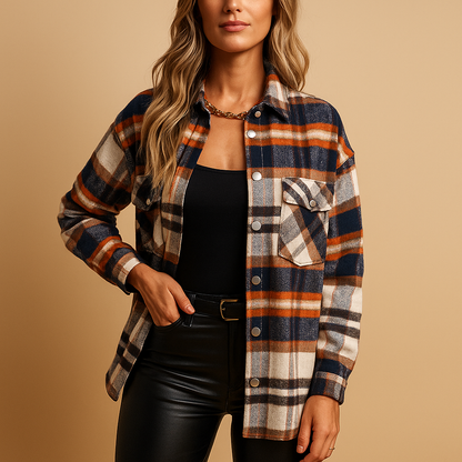Cozy Plaid Winter Coat for Women - VibreMode