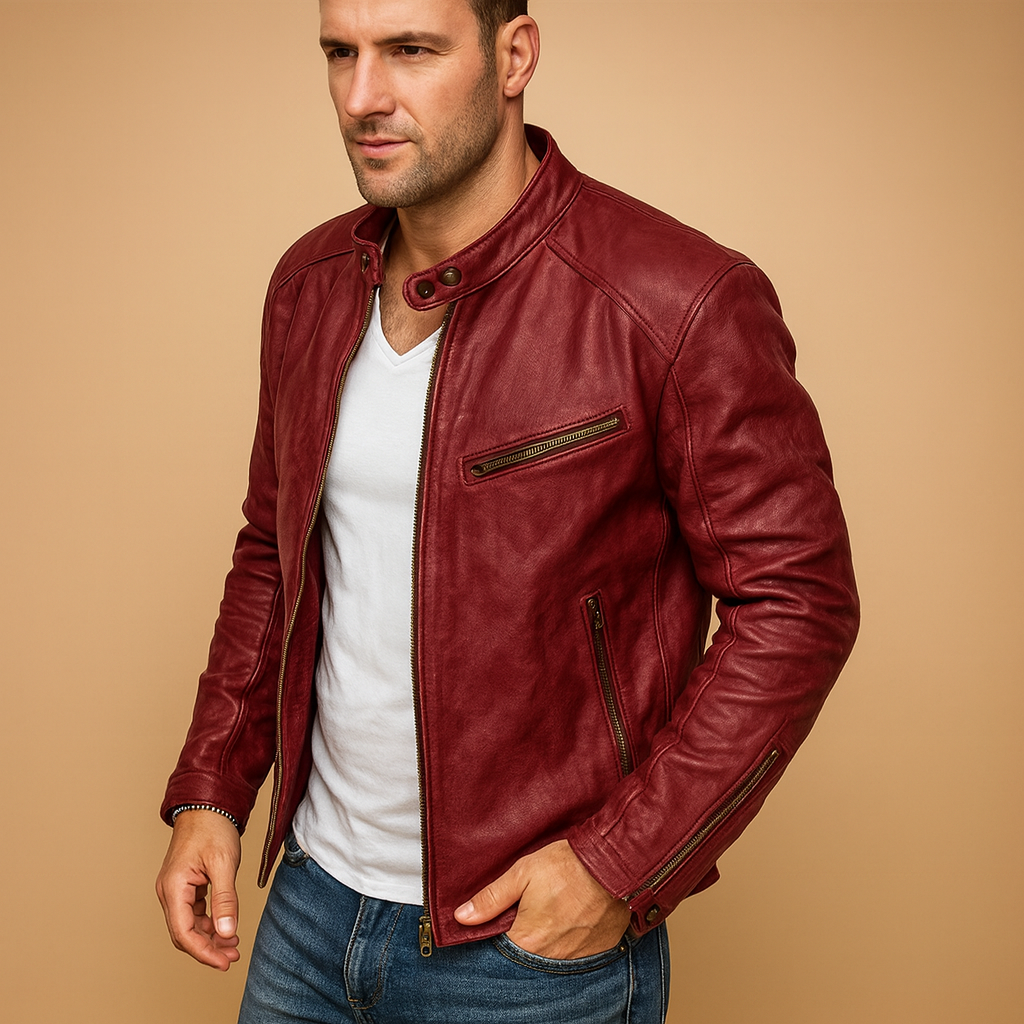 Men's Waterproof Biker Jacket Zip Closure - VibreMode
