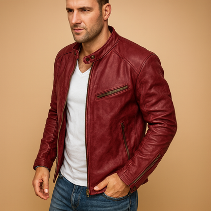 Men's Waterproof Biker Jacket Zip Closure - VibreMode