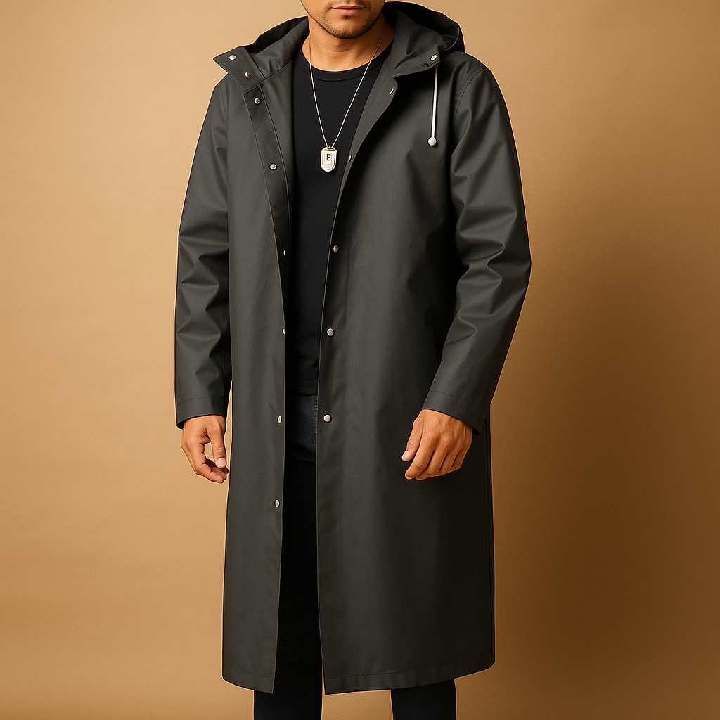 Men's Waterproof Long Raincoat - VibreMode