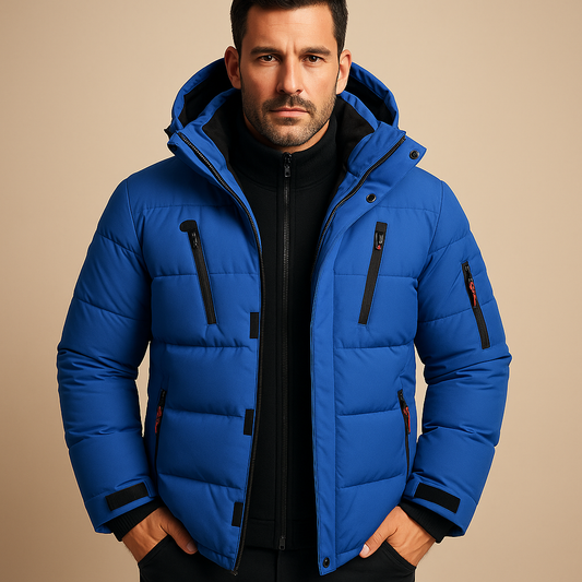 Men's Waterproof Winter Jacket Adjustable Hood - VibreMode