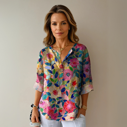 Elegant Women's Floral Pattern Top - VibreMode