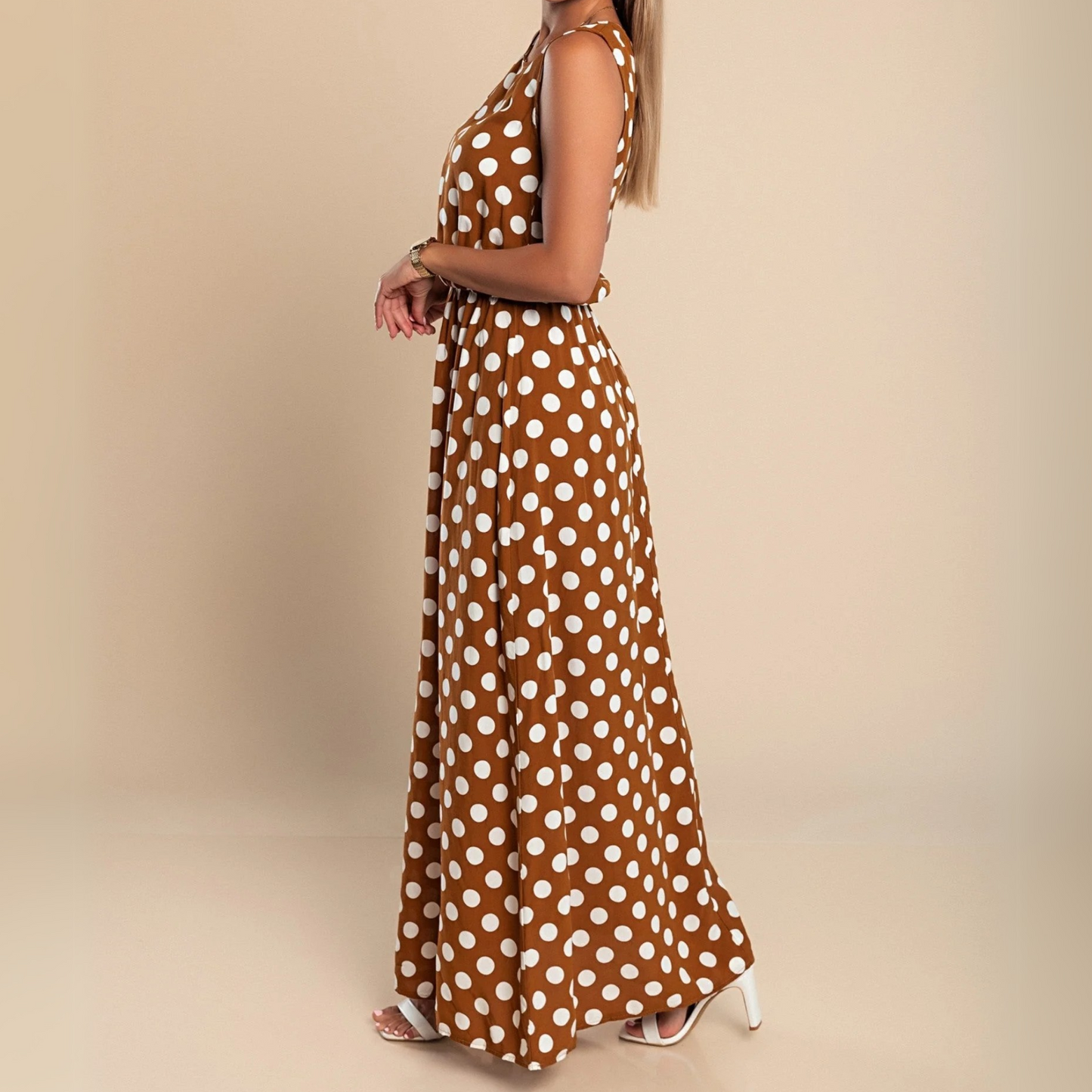 Fashionable Spotted Long Dress