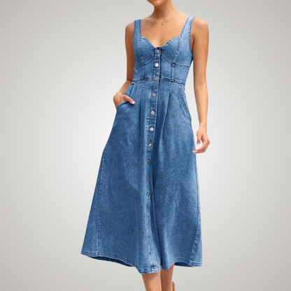 Simple Blue Summer Denim Dress