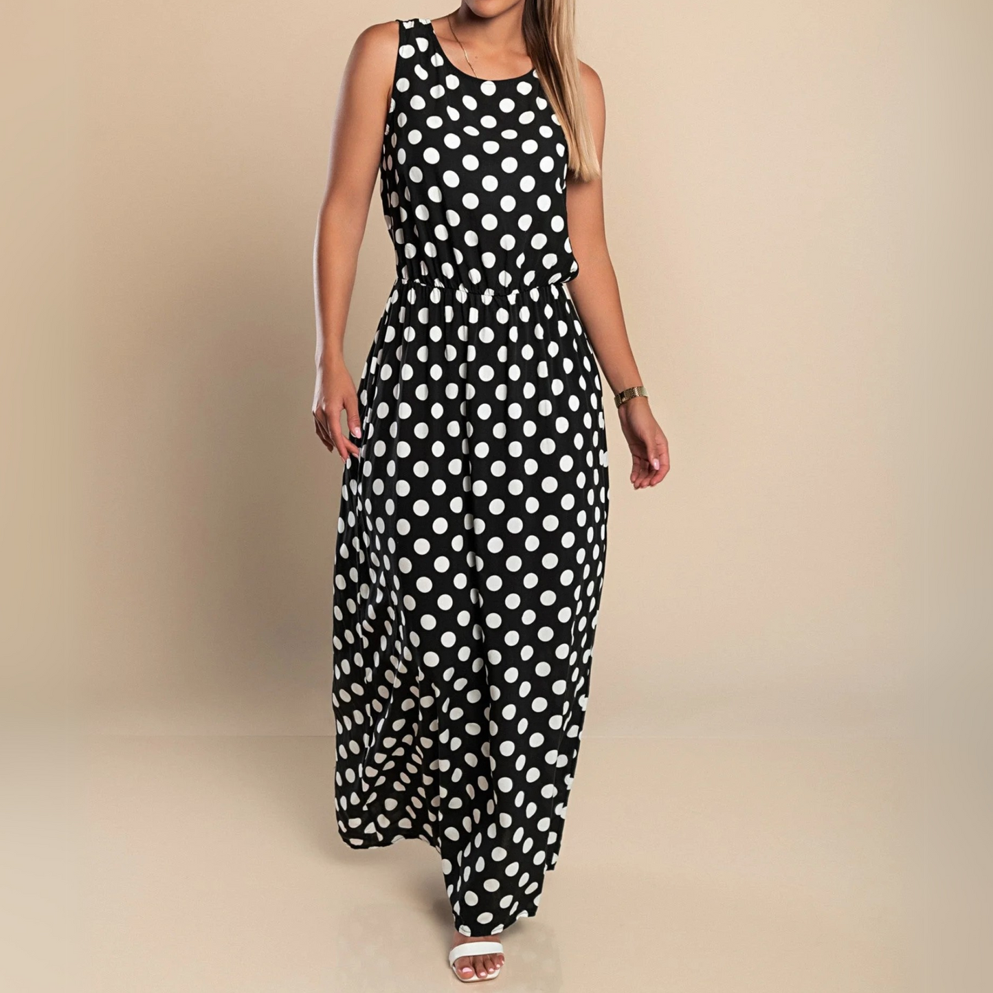 Fashionable Spotted Long Dress