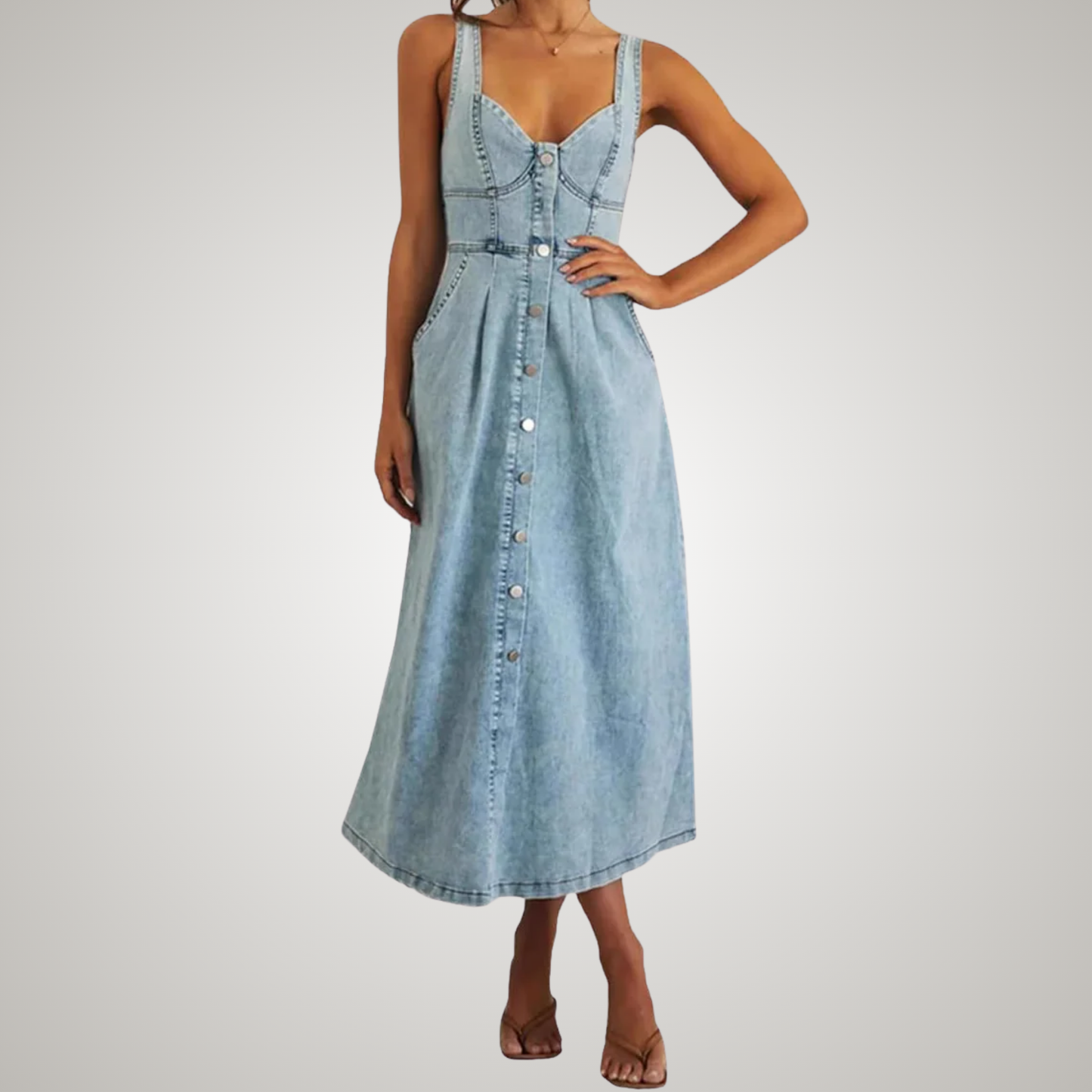 Simple Blue Summer Denim Dress