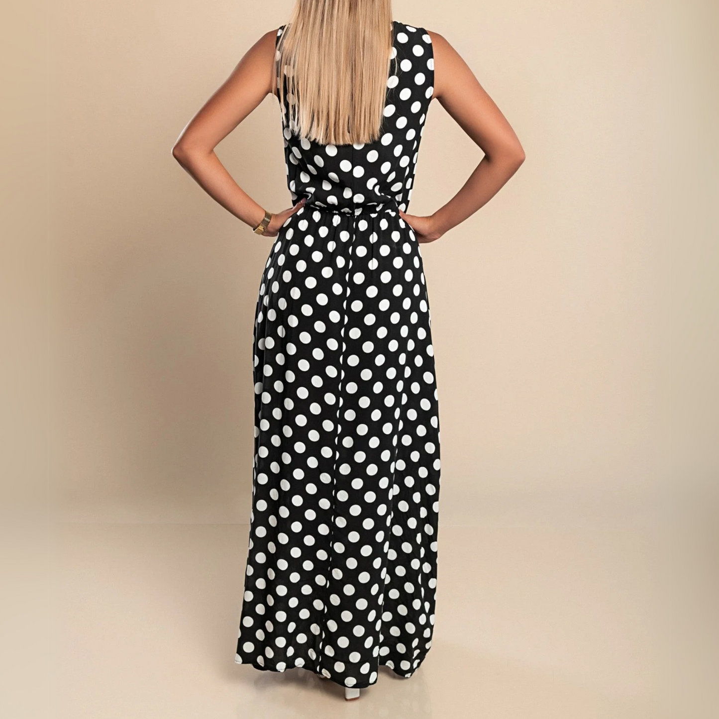 Fashionable Spotted Long Dress