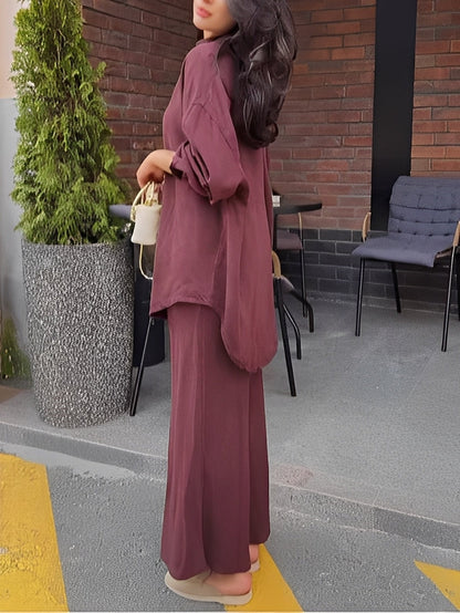 Casual Tie Waist Dress Outfit Set