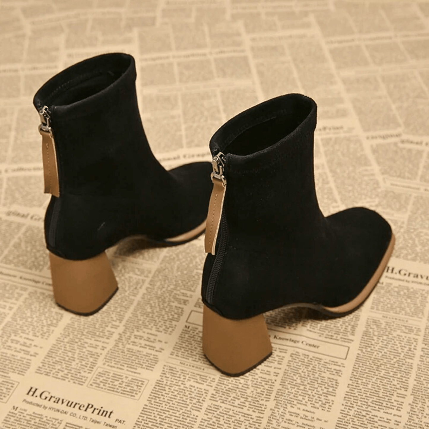 Women's Ankle Boots Rear Zipper Heel Style