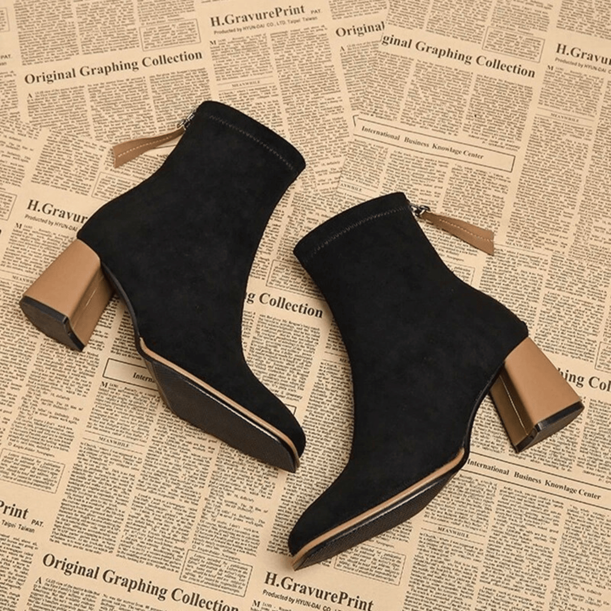 Women's Ankle Boots Rear Zipper Heel Style
