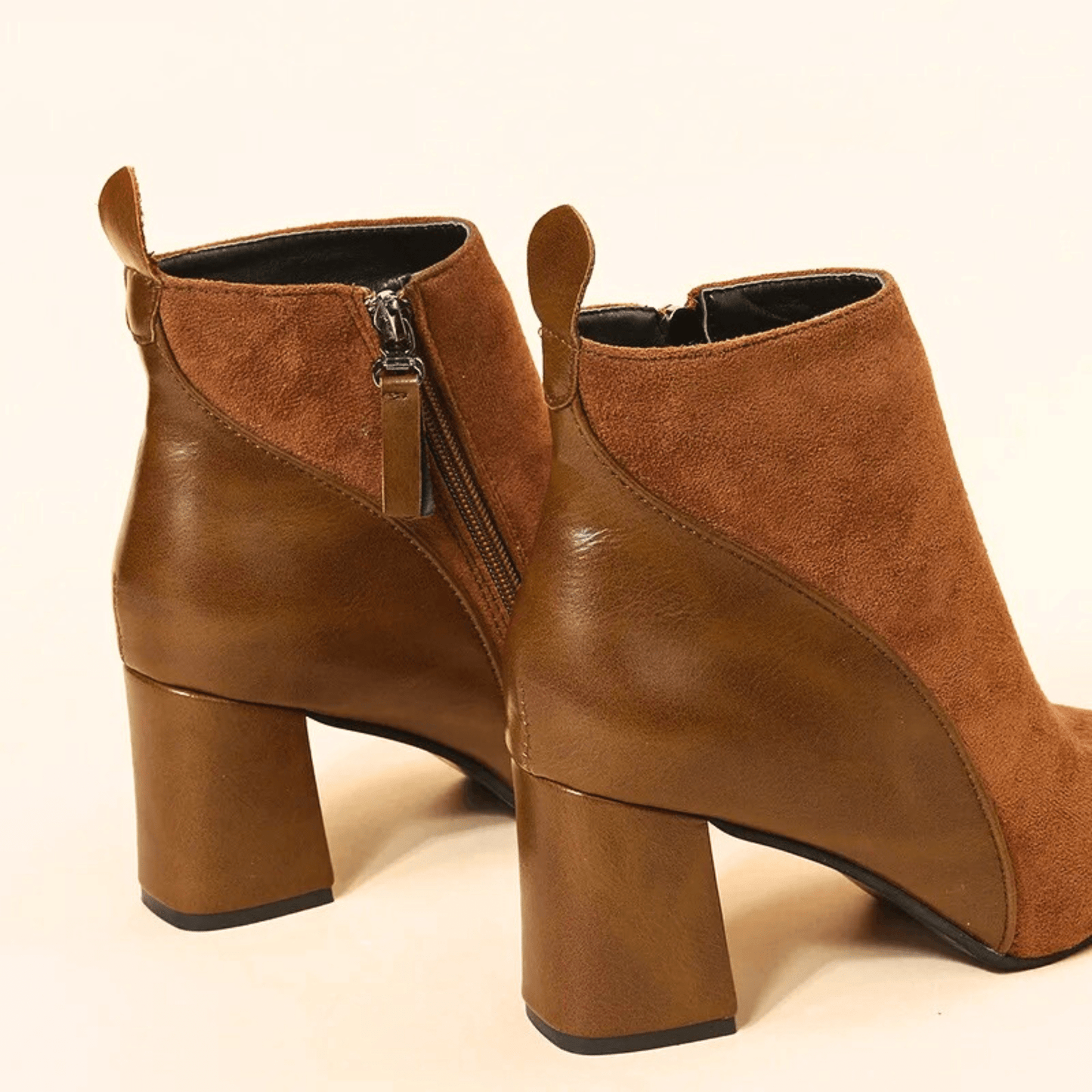 Women's Block Heel Boots Side Zipper