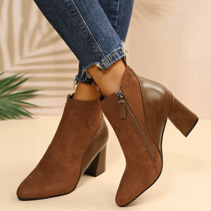 Women's Block Heel Boots Side Zipper