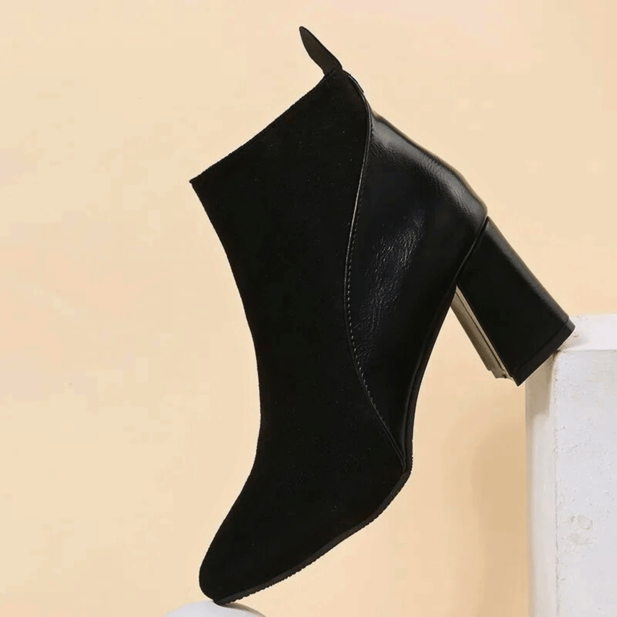 Women's Block Heel Boots Side Zipper
