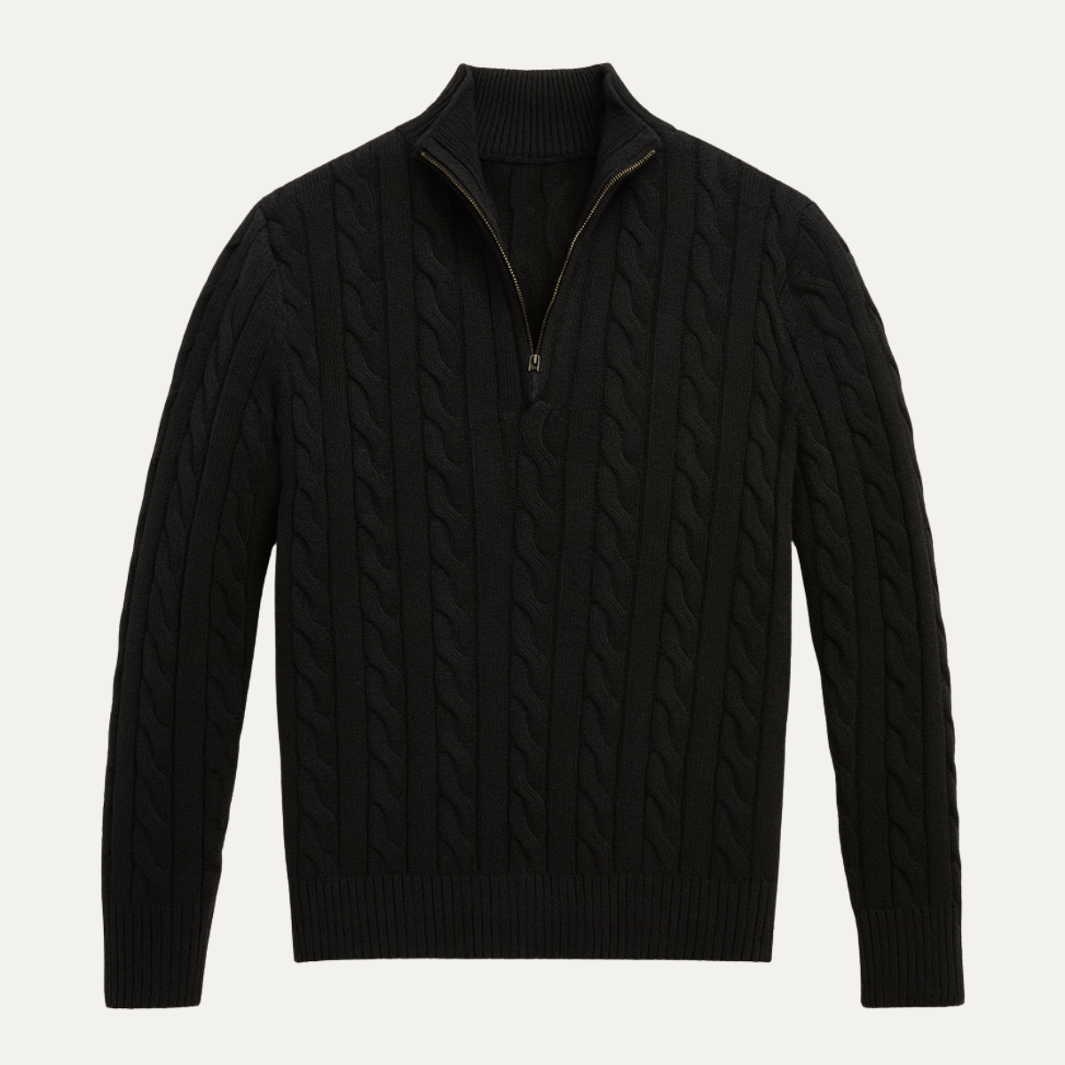 Men's Knit Quarter Zip Sweater Cable Pattern - VibreMode
