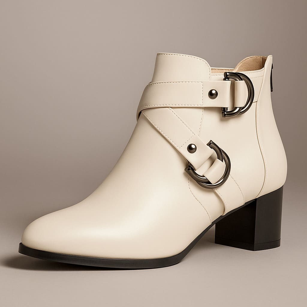 Ladies High Heel Ankle Boots with Buckle Detail