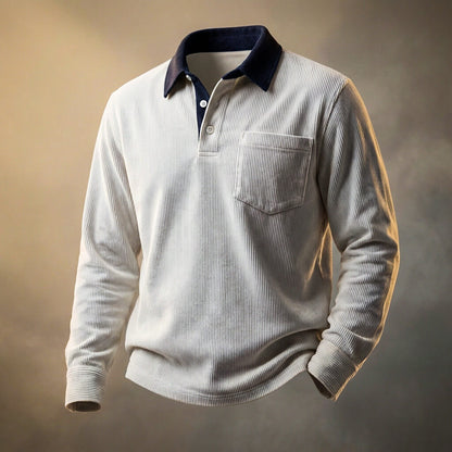 Rugged Textured Long Sleeve Polo Shirt