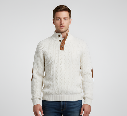 Men's Quilted Knit Sweater Stand Collar