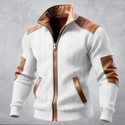 Men's Cable Knit Sweater Jacket Fleece Lined Zip Up