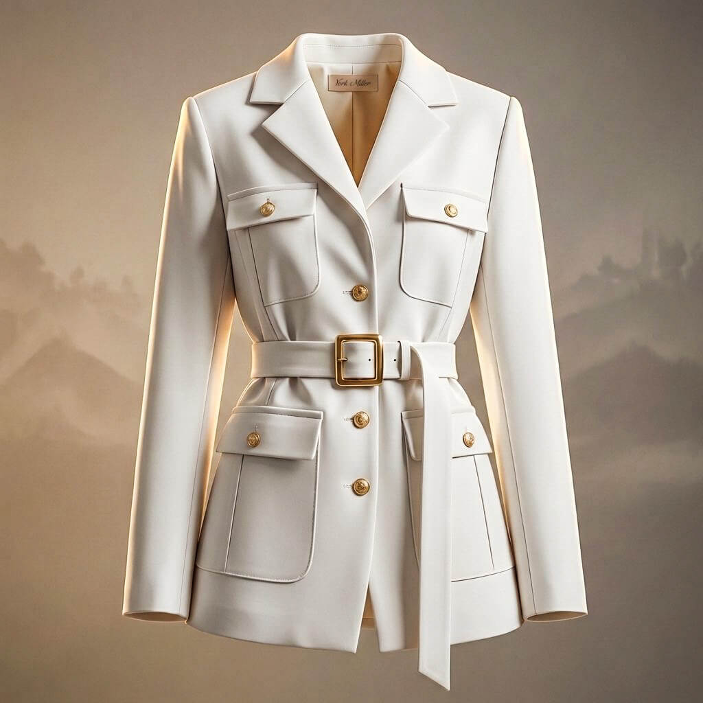 Fashion Belted Wool Jacket