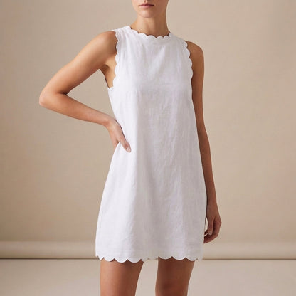 Women's Sleeveless Mini Dress Lightweight Ruffle Hem