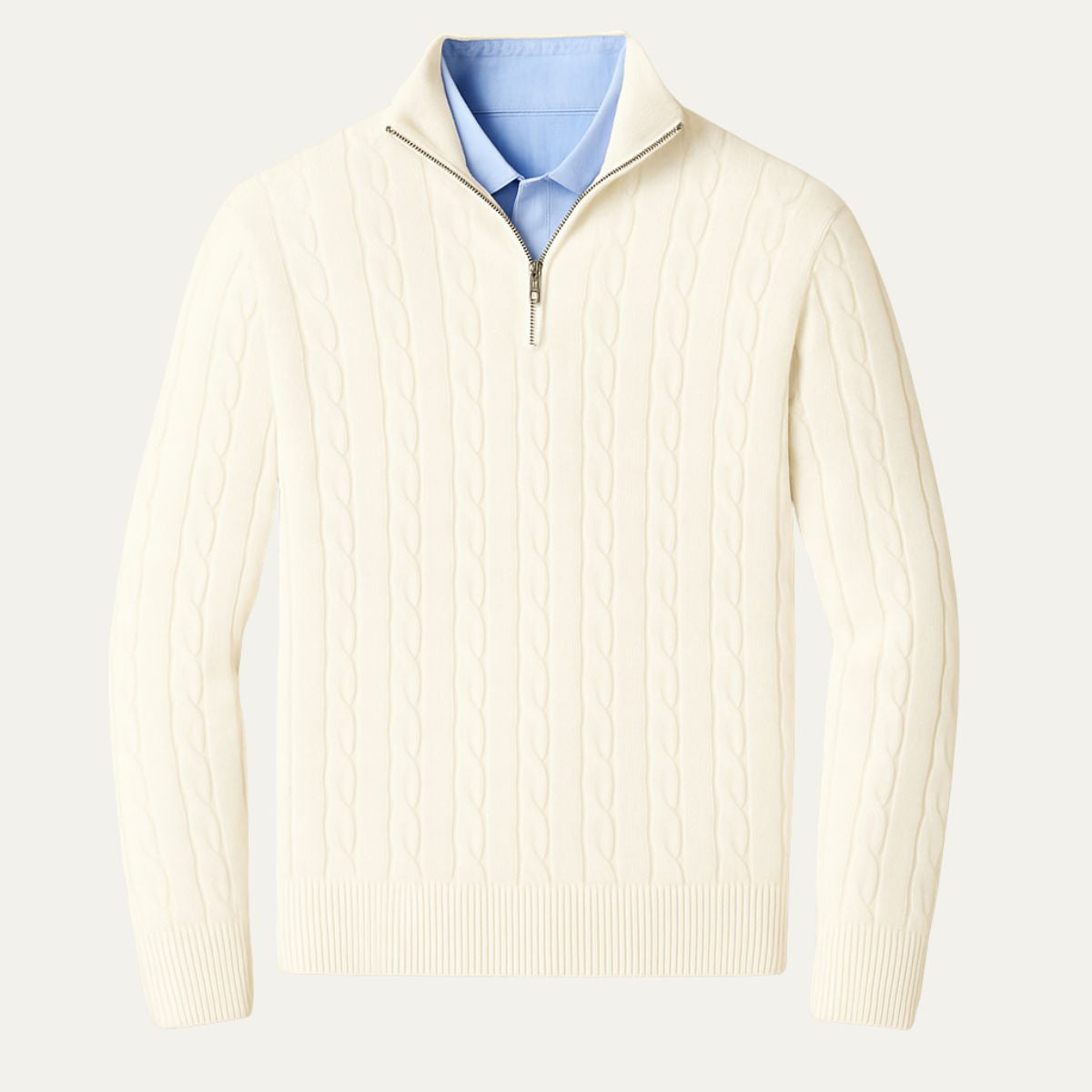 St. Moritz Men's Cable Knit Zip Sweater