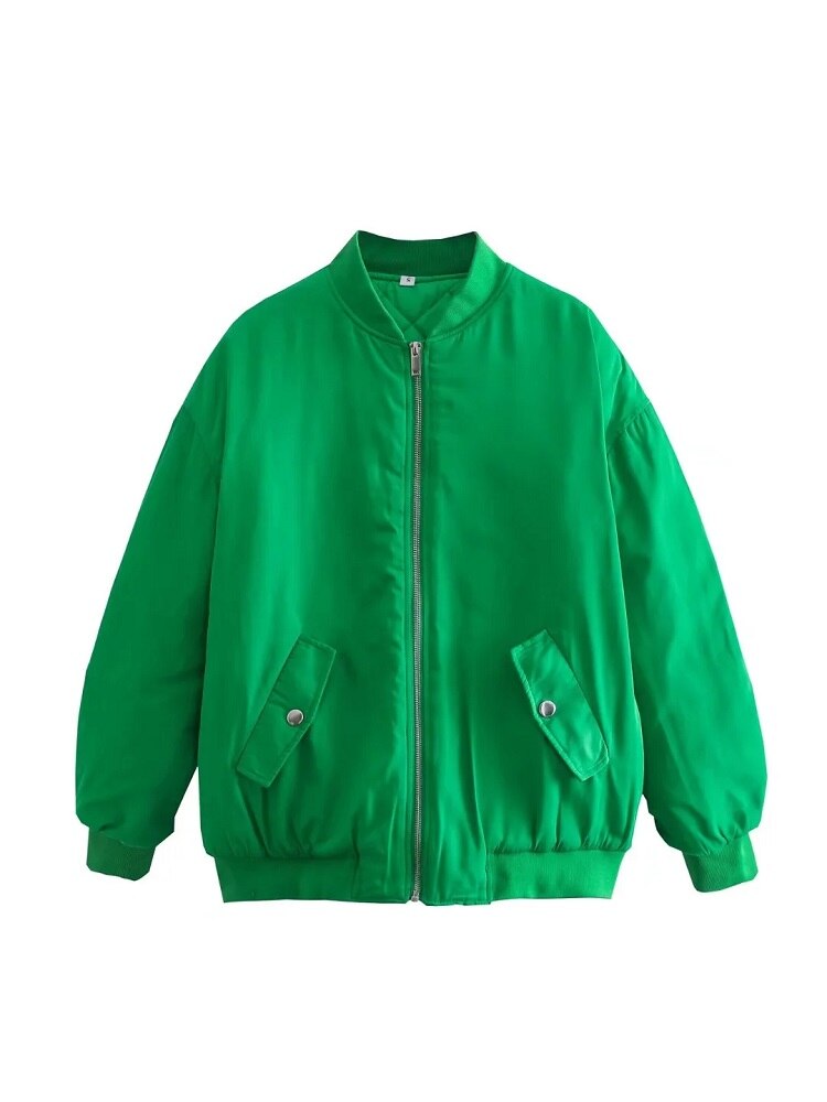 Image of Whitney | Women's Oversized Zip-Up Bomber Jacket
