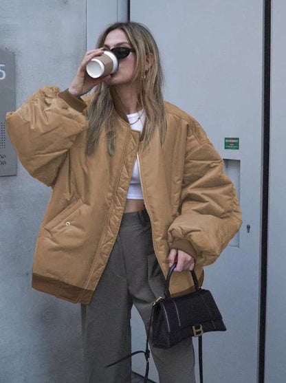 Image of Whitney | Women's Oversized Zip-Up Bomber Jacket