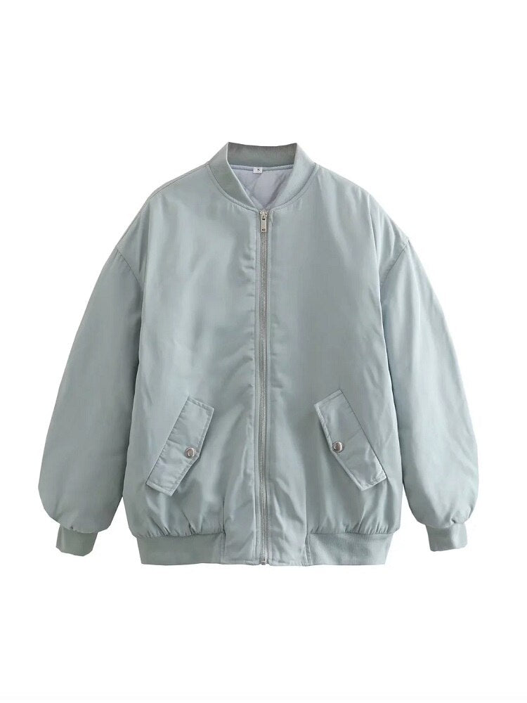 Image of Whitney | Women's Oversized Zip-Up Bomber Jacket