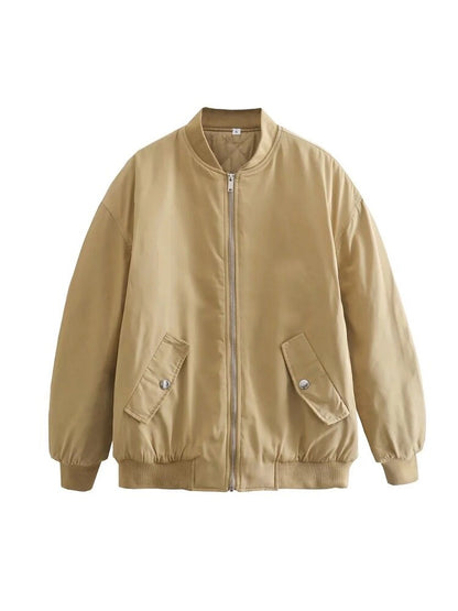 Image of Whitney | Women's Oversized Zip-Up Bomber Jacket