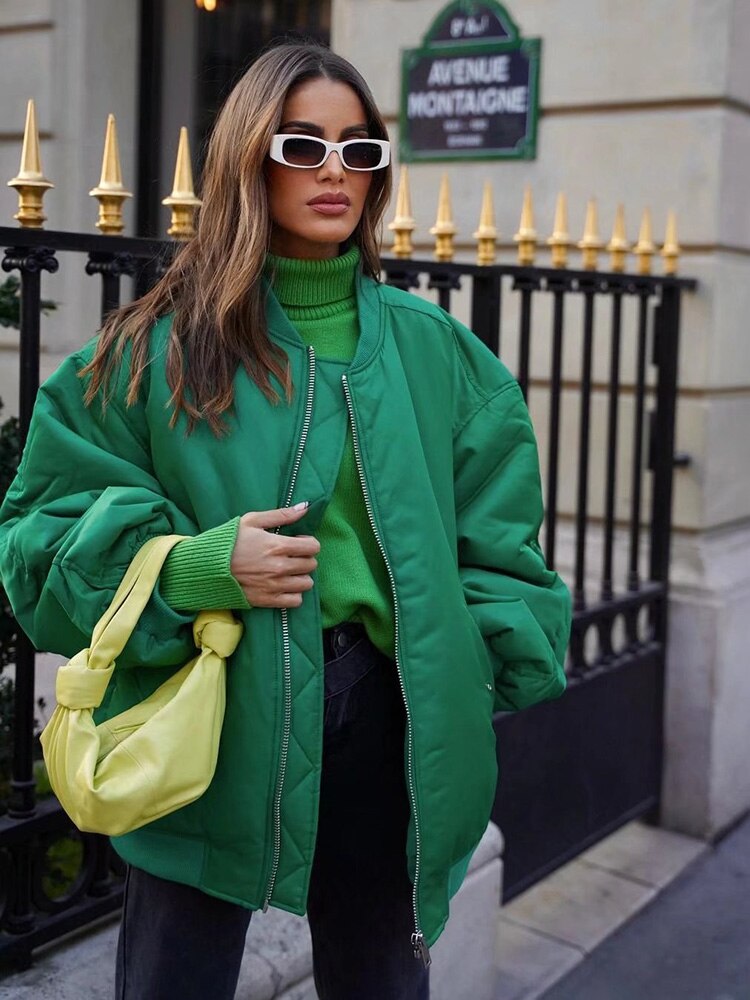 Image of Whitney | Women's Oversized Zip-Up Bomber Jacket
