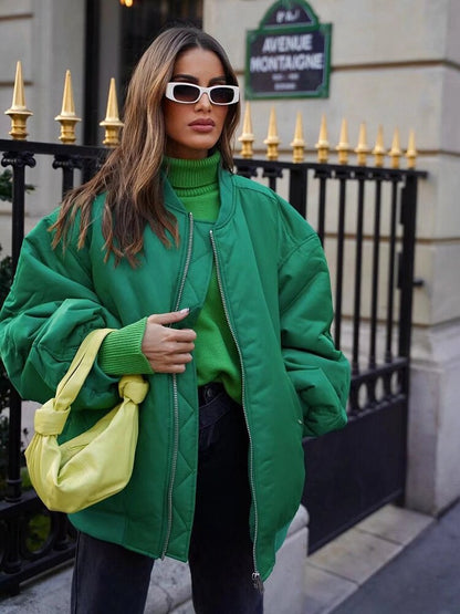Image of Whitney | Women's Oversized Zip-Up Bomber Jacket