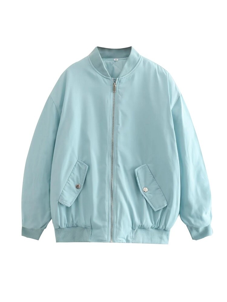 Image of Whitney | Women's Oversized Zip-Up Bomber Jacket