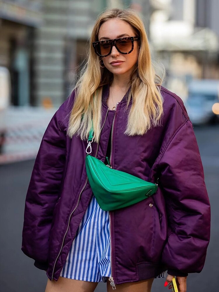Image of Whitney | Women's Oversized Zip-Up Bomber Jacket