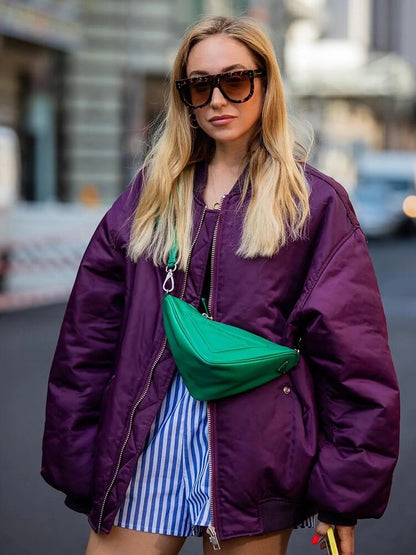 Image of Whitney | Women's Oversized Zip-Up Bomber Jacket