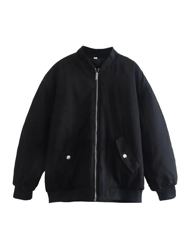 Image of Whitney | Women's Oversized Zip-Up Bomber Jacket