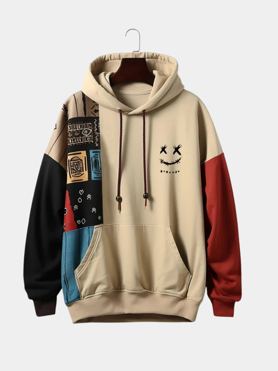 Men's Patchwork Pullover Hoodie - VibreMode