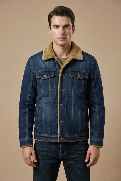 Men's Denim Button-Down Jacket - VibreMode