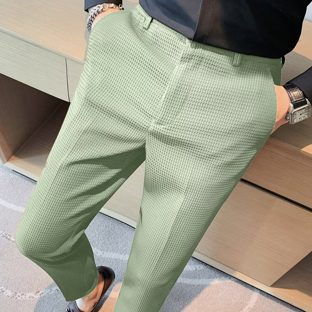 Men's Slim Fit Textured Dress Pants - VibreMode