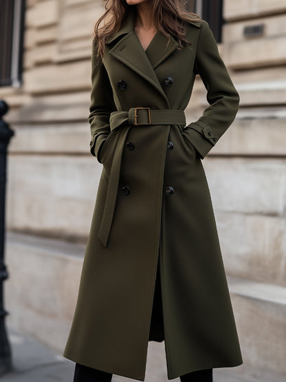 Women's Double-Breasted Belted Coat - VibreMode