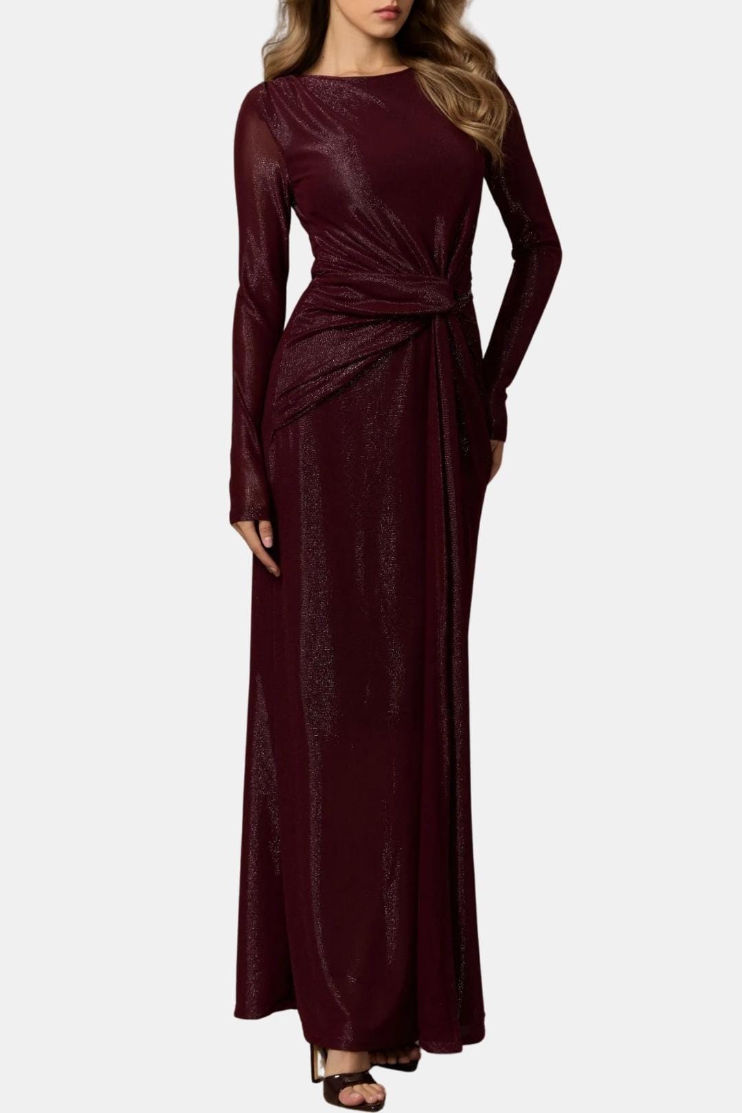 Women's Long Sleeve Maxi Dress Knot Front - VibreMode