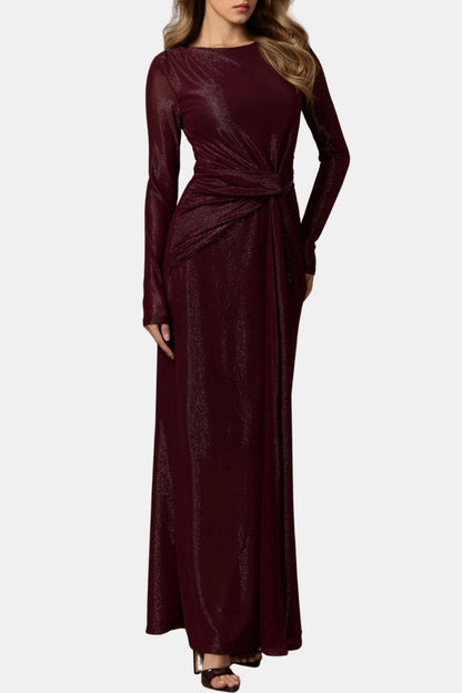 Women's Long Sleeve Maxi Dress Knot Front - VibreMode