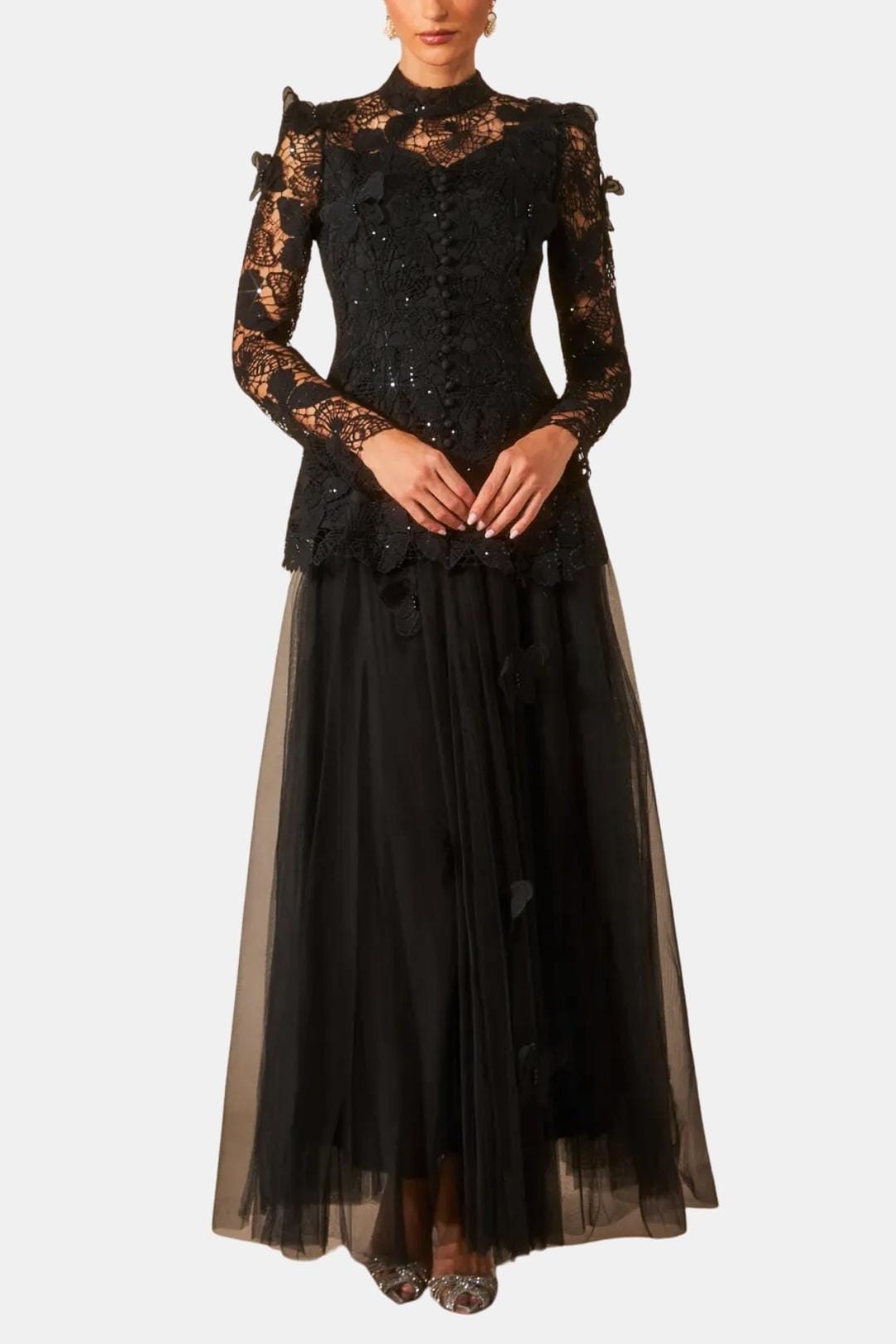 Women's Lace Long Sleeve Maxi Dress - VibreMode