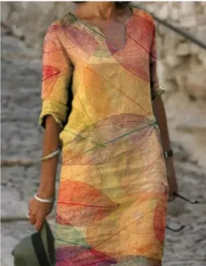 Elegant Floral V Neck Summer Dress